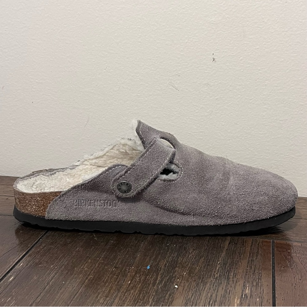 Birkenstock Sherpa Boston Clogs Grey Suede size 38 Women’s 7 - Picture 4 of 9